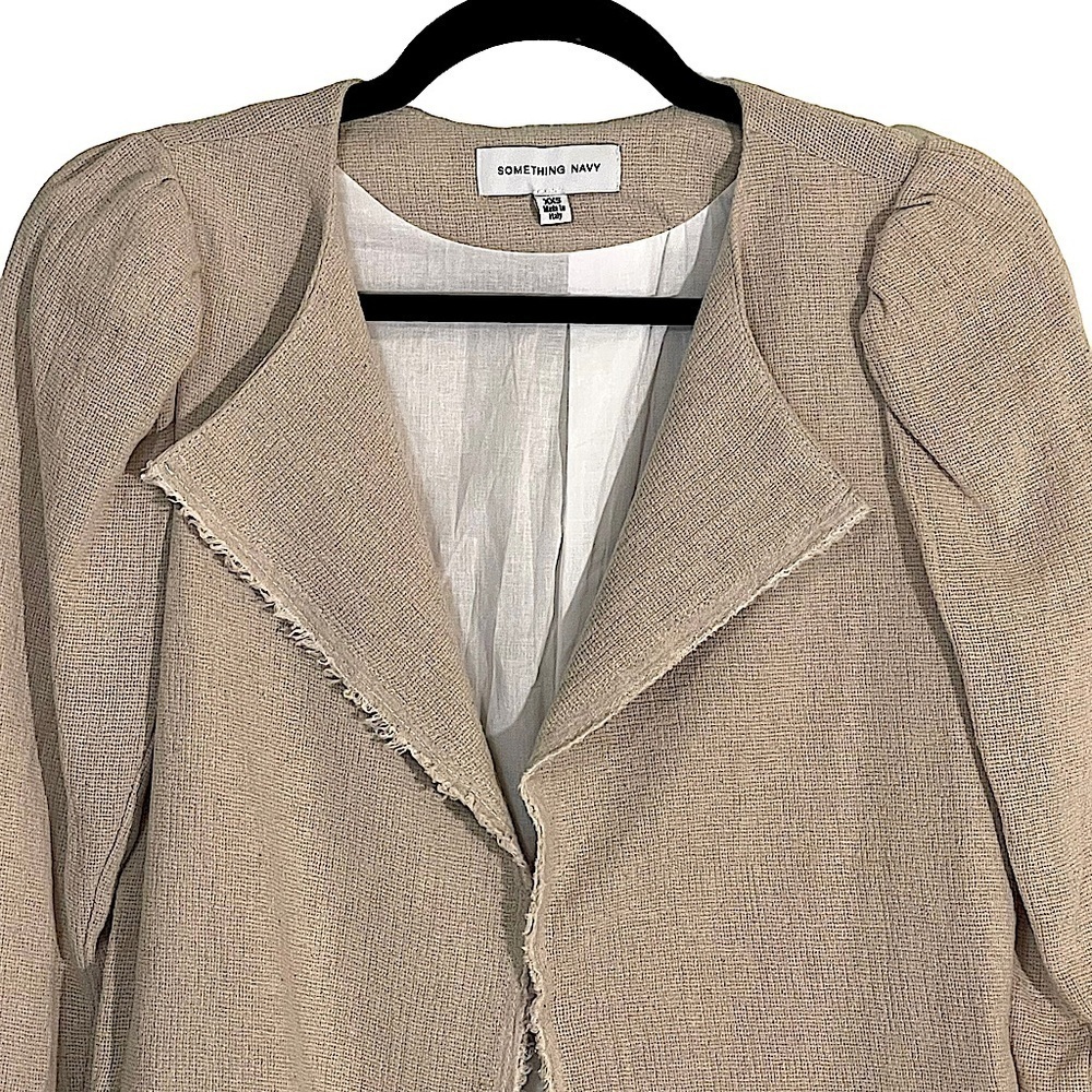 Something Navy Tan Linen Blend Lined Blazer Jacket Size XXS - Picture 6 of 14